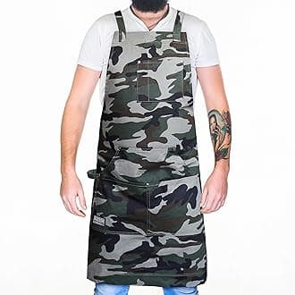 Hudson Durable Goods - Professional Grade Chef Apron for Kitchen, BBQ & Grill, Camouflage, M to XL