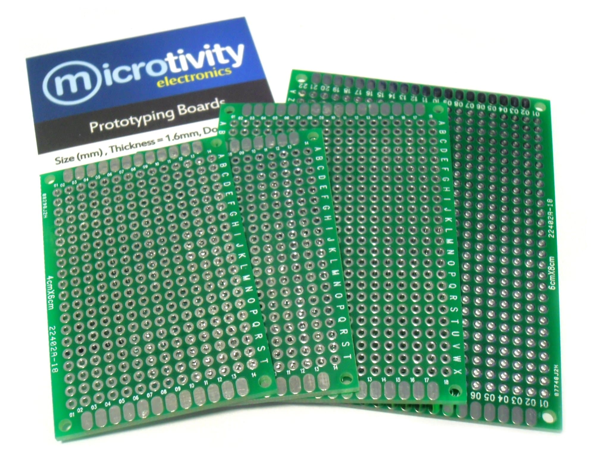 microtivity IM481 Assorted Double-Sided Prototyping Board (Set A, Pack of 4)
