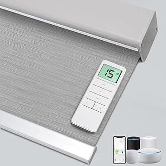 Motorized 100% Blackout Roller Shades – Custom Smart Blinds with Remote Control, Rechargeable Battery or Plug-in Motor, Tuya WiFi Optional, Home & Office Automatic Window Shades (Light Gray/CH9422)