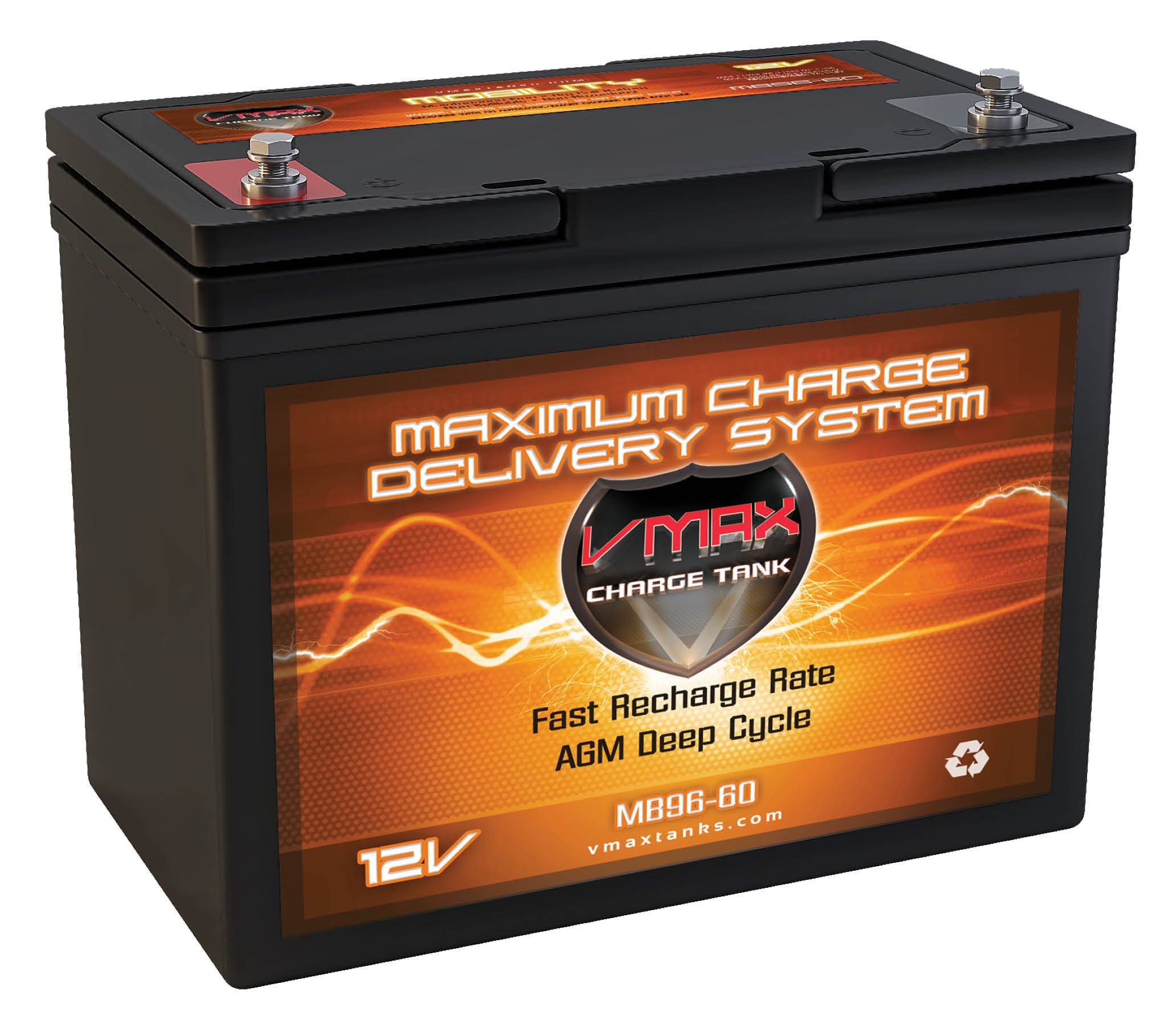 VMAXMB96 AGM Group 22 Deep Cycle Battery Replacement Compatible with Electric Mobility Viva 12V 60Ah Wheelchair Battery