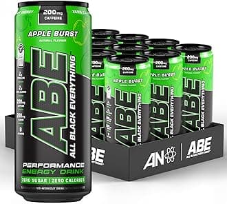 Applied Nutrition ABE Pre Workout Cans - All Black Everything Energy + Performance Drink, ABE Carbonated Beverage Sugar Free with Caffeine (Pack of 12 Cans x 330ml) (Apple Burst)