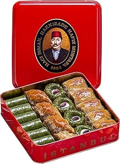 Baklava Pastry Box - Baked Baklava Dessert Snacks Made from Fresh Phyllo Dough Sheets, Pistachio, Hazelnut, Walnut - Turkish Sweets Tray Gift Ideas for Birthday, Christmas