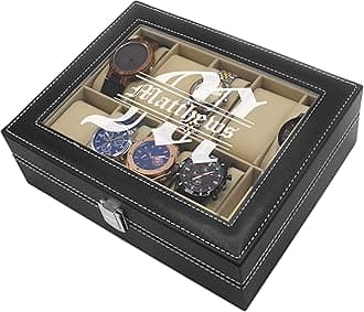 My Personal Memories, Custom Personalized Watch Storage Box Case - Name Initial - Groomsmen Fathers Day Gift - Engraved (Black)