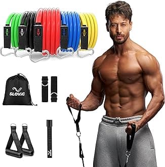 Slovic Resistance Tube [Upto 45 KG] | Resistance Band for Workout | Stretching Band for Exercise Band (11 Pieces Tube Set) | Resistance Bands Set | Gym Equipment for Home Workout | for Men & Women