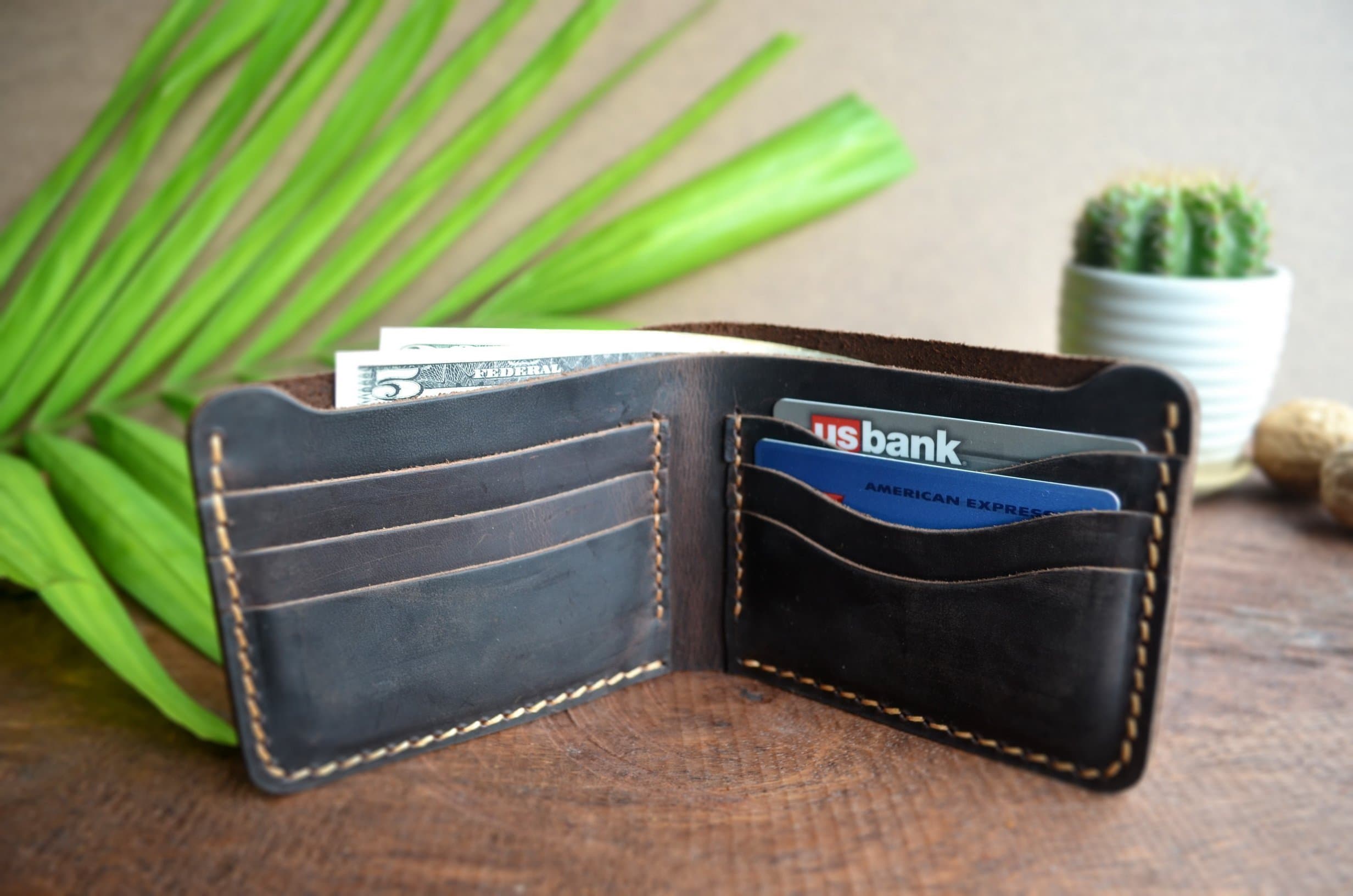 Handmade Distressed Rugged Brown Bifold Leather Wallet