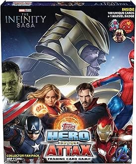 Topps Marvel Hero Attax 2021 TCG Collection: 100 Unique Cards, 1 Exclusive Marvel Badge, Avengers Playing Cards for Kids