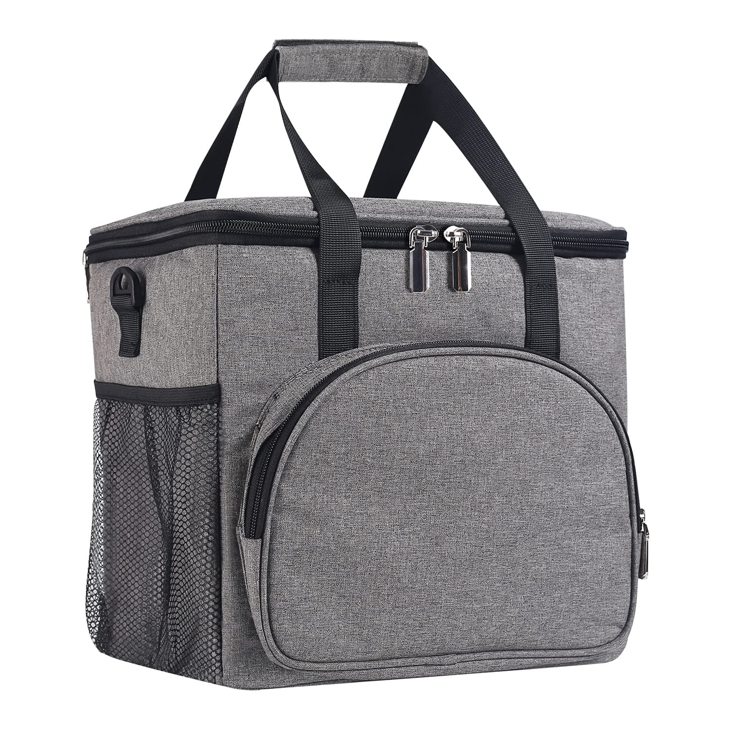 Lunch Bag, 18L Large Lunch Box for Men Double-Layer Insulated Refrigerated Cooler Bag with Adjustable Shoulder Strap for Office Work Picnic Travel Beach (Light Gray)