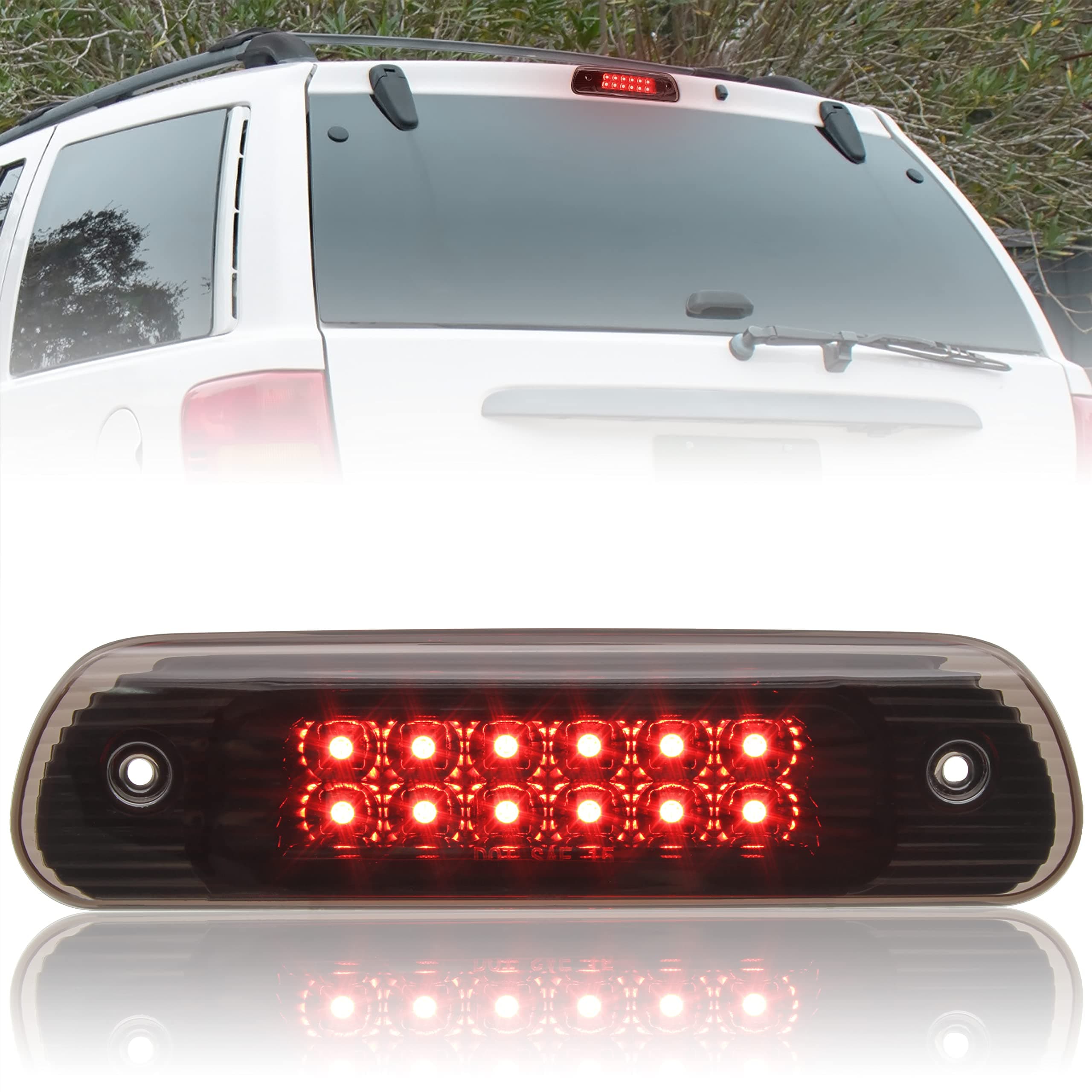 KEWISAUTO 3rd Third Brake Stop Tail Light, Smoked Black Center High Mount Stop Light for 1999-2004 Jeep Grand Cherokee Accessories (1PCS)