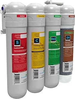 Aquatic Life Reverse Osmosis Water Filtration Unit, 4 Stage Twist-in 75 GPD, Deionization Water Filter
