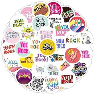 BulbaCraft You Rock Stickers for Water Bottle and Laptop - You Rock Party Favors & Decorations, Waterproof Vinyl Decals, Motivational and Fun Stickers