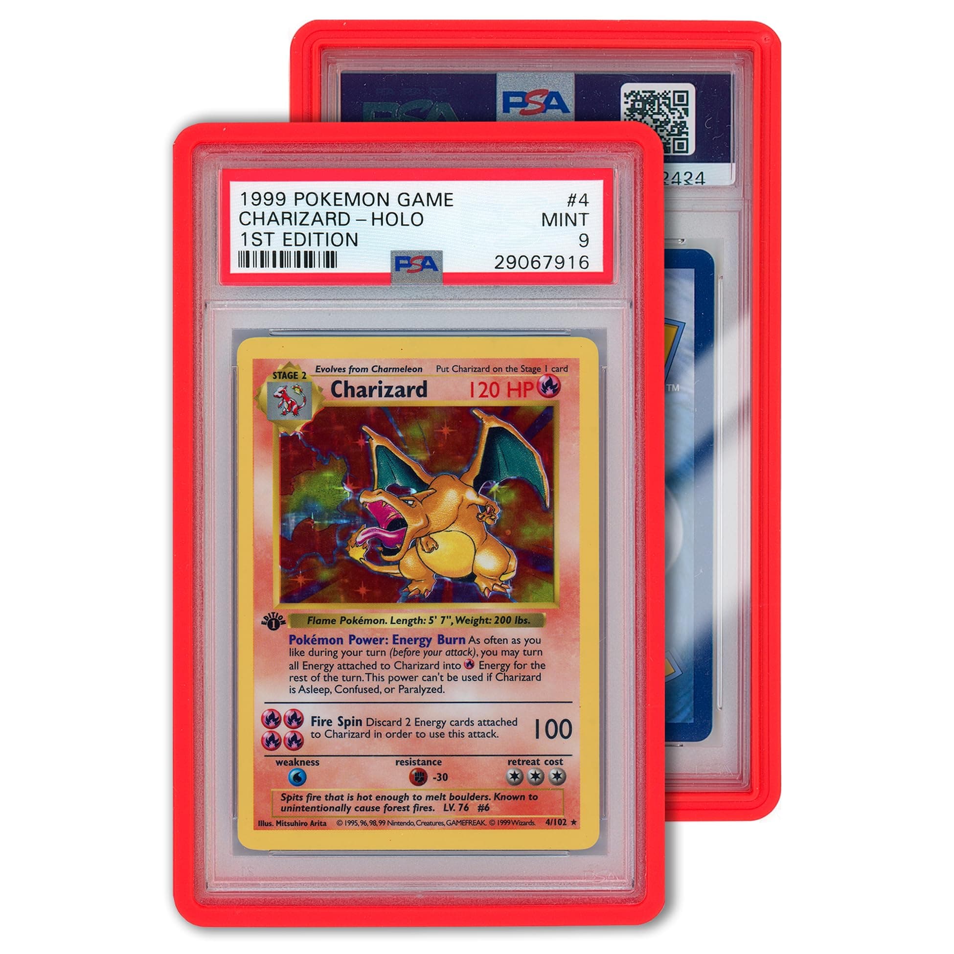 Graded Card Guard Case for Standard PSA Slab Case | Multiple Colors | Soft Touch Matte Finish | Stackable | Made to Fit PSA | Two Piece TPU and PC Design (Red)