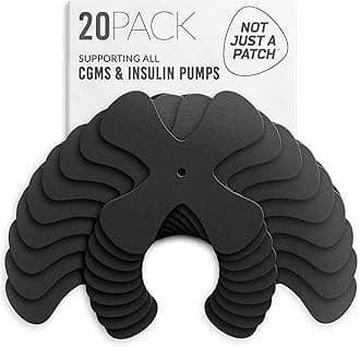 X-Patch CGM Sensor Patches (20 Pack) - Water Resistant Omnipod 5 Adhesive Patches - Durable for Active Lifestyle for 10-14 Days - Compatible with Dexcom G6, Libre 2 in Black