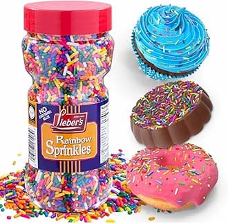 Lieber's Rainbow Sprinkles 283g Tasty Colourful Sugar Strands are a Great Dessert Topping for Cooking, Baking & Decorating Cakes & Ice Cream (Pack of 1), Multicolor