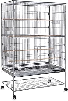 Egardenkart, Extra Large Bird Cage - 153cm, Wrought Iron Birds Cage with Rolling Stand | Parrot Cage with Anti-Rust Paint, Wooden Perches, Feeders | Bird Cage Large with Easy-Clean Tray (X Large)