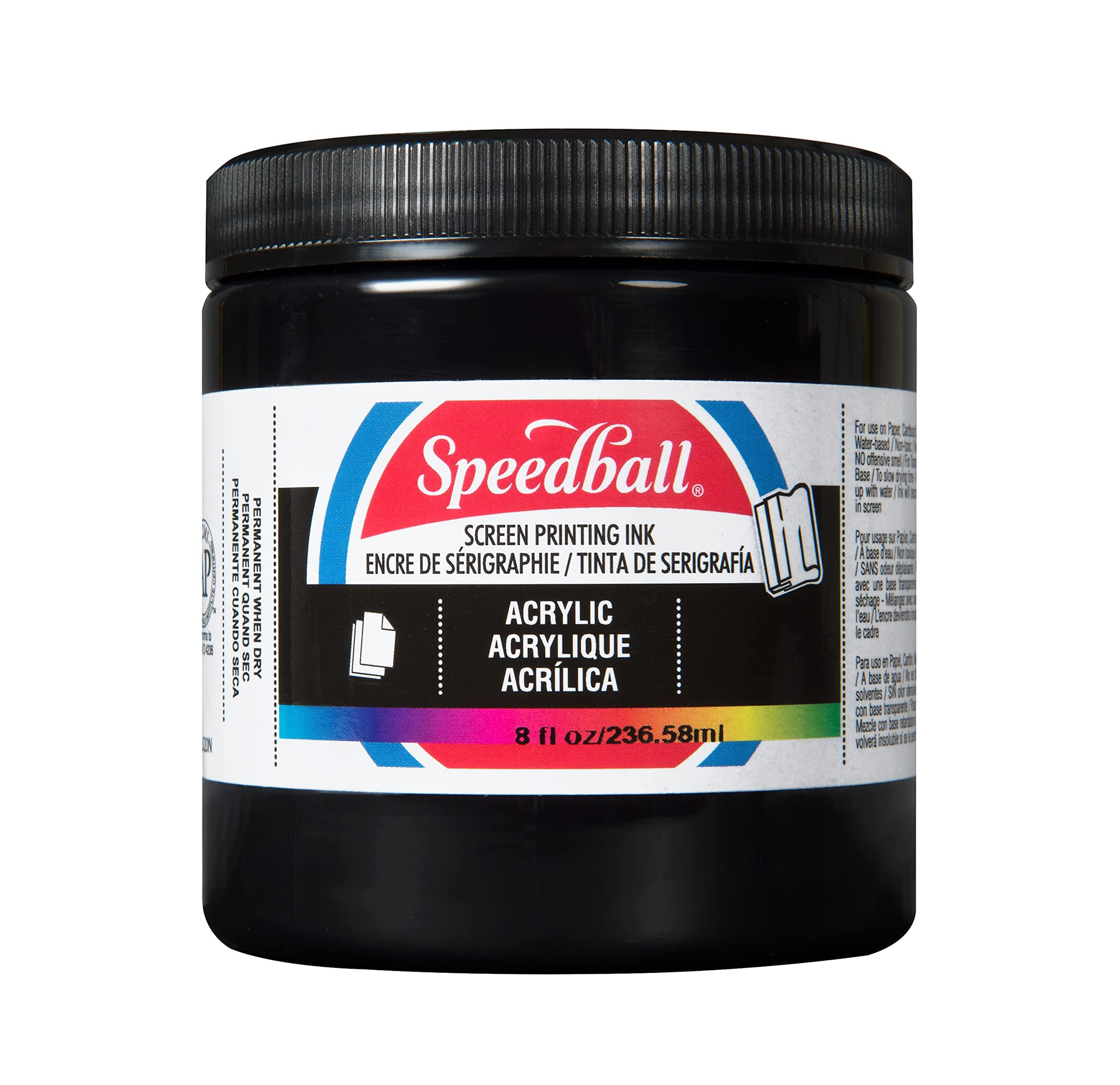 SCREEN INK PERM ACRY 8OZ BLACK