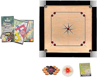 WRF Superior Matte Finish Practice Carrom Board with Coins, Striker and Powder (35 Inch, 4 Players, Age 12+)