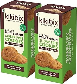 Kikibix Salty Ajwain Multigrain Biscuit for Diabetics, High Fibre Digestive Cookies, No Maida, No Refine Sugar, Sweet & Salty, Chai Time Snacks, Tasty & Heal50thy Snacks for All, 260gm