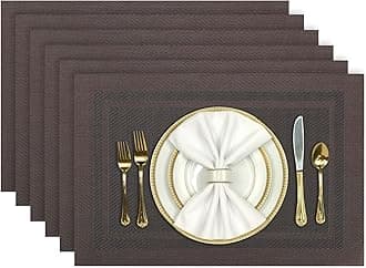 Aofmee Placemats Set of 6, Washable PVC Place Mats, Heat Resistant Non-Slip Table Mats, Woven Vinyl Plastic Placemats for Dining Table Decor, Stain Resistant Kitchen Table Placemats, Easy to Clean