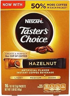 Taster's Choice 16 Piece Hazelnut Instant Coffee Beverage Single Serve Sticks, 1.69 oz