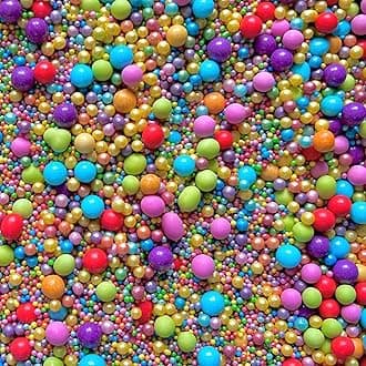 Rainbow pride orange pink yellow blue green 100s & 1000s sprinkles for summer pearls edible cupcake cake toppers biscuits decoration 100s 1000s bright birthday party baking Piñata
