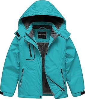 CREATMO USGirl's Waterproof Ski Jacket Warm Winter Snow Coat Windproof Snowboarding Rain Jacket