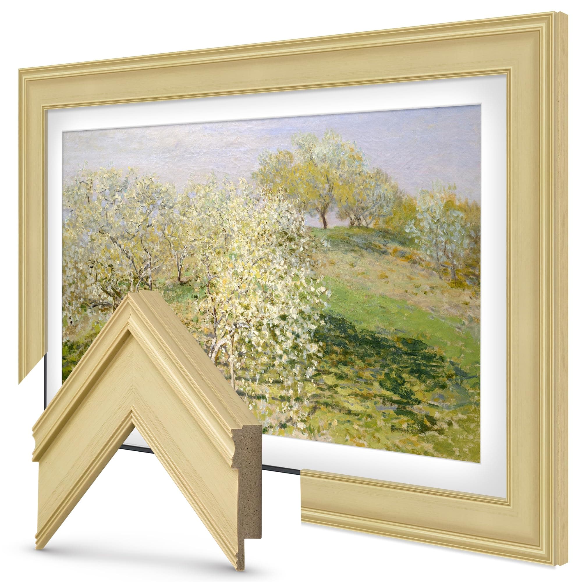 Deco TV Frames - Antique White Smart Frame Compatible ONLY with Samsung The Frame TV (3 inch, Color Chip)