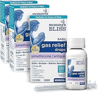 Mommy's Bliss Gas Relief Drops Bottle, Simethicone Drops for Infants, Relieves Stomach Discomfort, Safe & Gentle, Ginger Flavor, 1 Fl Oz (Pack of 3)