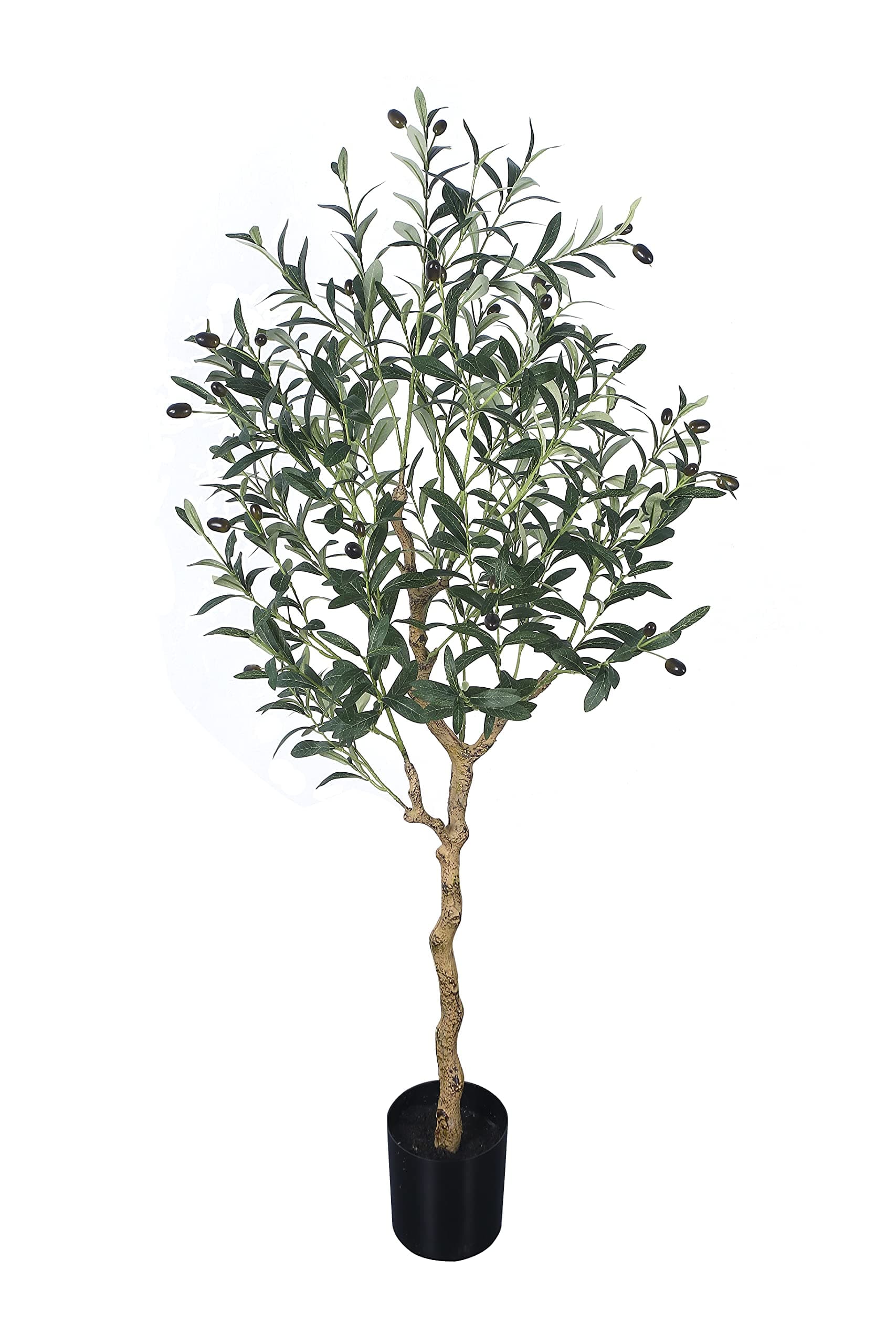 Phimos Artificial Olive Tree Tall Fake Potted Olive Silk Tree with Planter Large Faux Olive Branches and Fruits Artificial Tree for Modern Home Office Living Room Floor Decor Indoor (4FT)