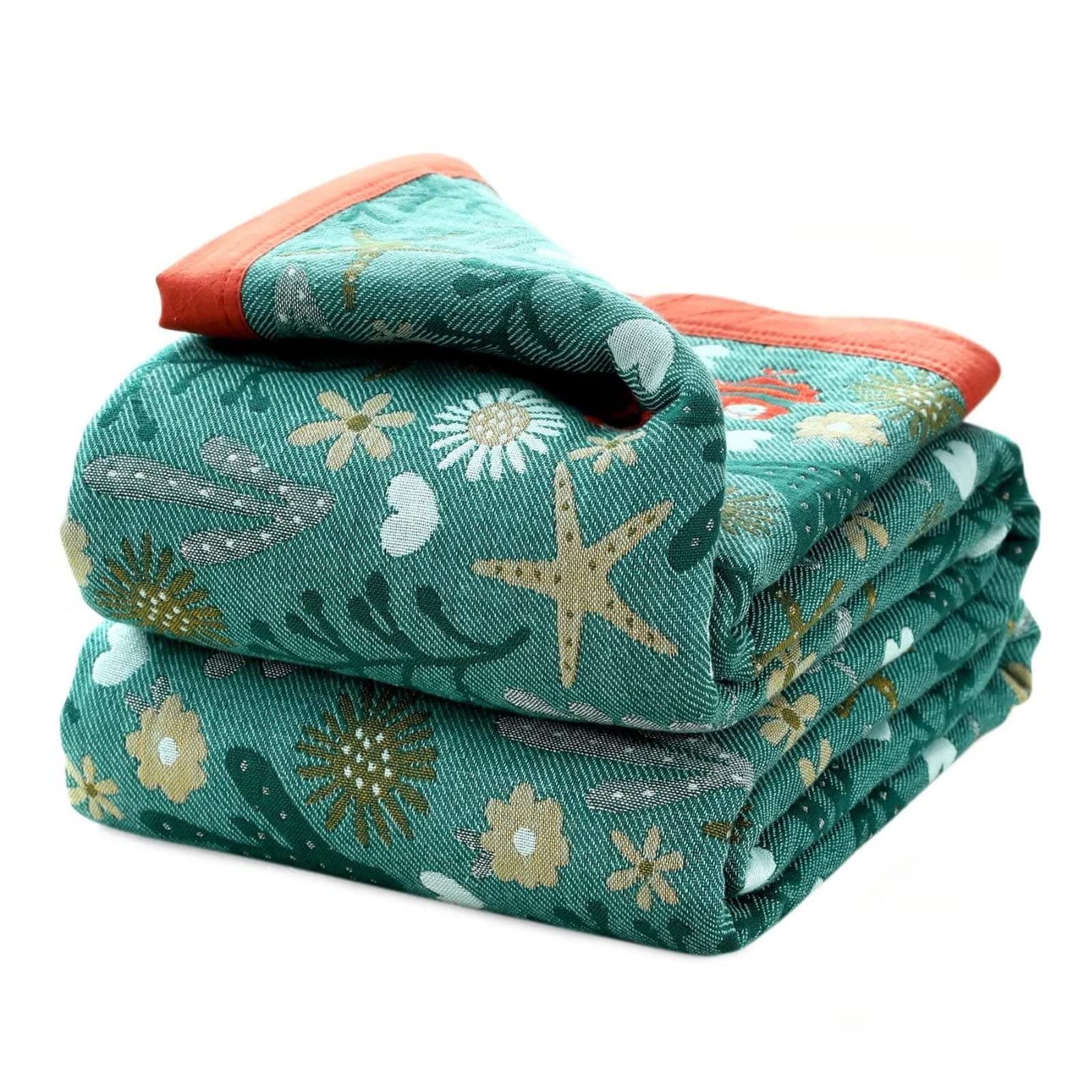 Boho Throw Blanket for Bed 100% Cotton Ultra Soft Rustic Quilt Summer Blanket Floral Printed Farmhouse Decor Bed Blankets,80"×90" All Season Rustic Throw for Sofa Couch Chair