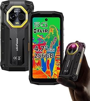 Ulefone Armor Mini 20T Pro 5G Rugged Smartphone 4.7" Thermal Imaging 256GB ROM 2TB Expand, Android 15, Corning Gorilla Glass, 33W 6200mAh Wireless, 50MP+32MP Waterproof, Flashlight & Warning Light
