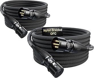 XLR Cables 10ft 2 Pack, Premium Kevlar-Reinforced Nylon Braided Male to Female Balanced Microphone Cable, Gold-Plated Rean Connectors by Neutrik, All Length from 1.5ft to 300ft 100% Shielded Mic Cord