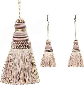 Fenghuangwu Colorful Tassel Key Tassel DIY Accessories for Curtain and Home Decoration-Mix pink-2PCS