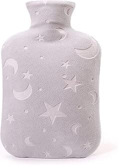 Hot Water Bottle with Soft Cover - 2L Hot Water Bag for Cozy Nights, Feet and Bed Warmer, Gray