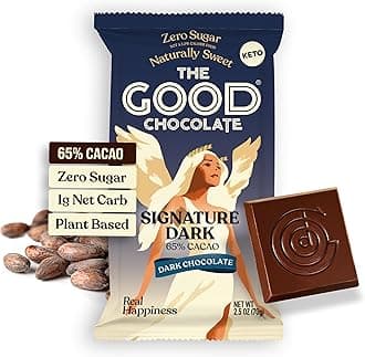 THE GOOD CHOCOLATE – Dark Chocolate Bars with Zero Sugar & Lower Net Carbs – Keto Chocolate Bar with Lower Calories, All Natural and Non-GMO Keto Snacks, 2.5 oz (2 Bars Starter Pack)