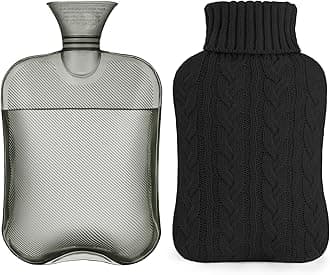 samply Hot Water Bottle with Knitted Cover, 2L Hot Water Bag for Hot and Cold Compress, Hand Feet Warmer, Ideal for Menstrual Cramps, Neck and Shoulder Pain Relief,Black