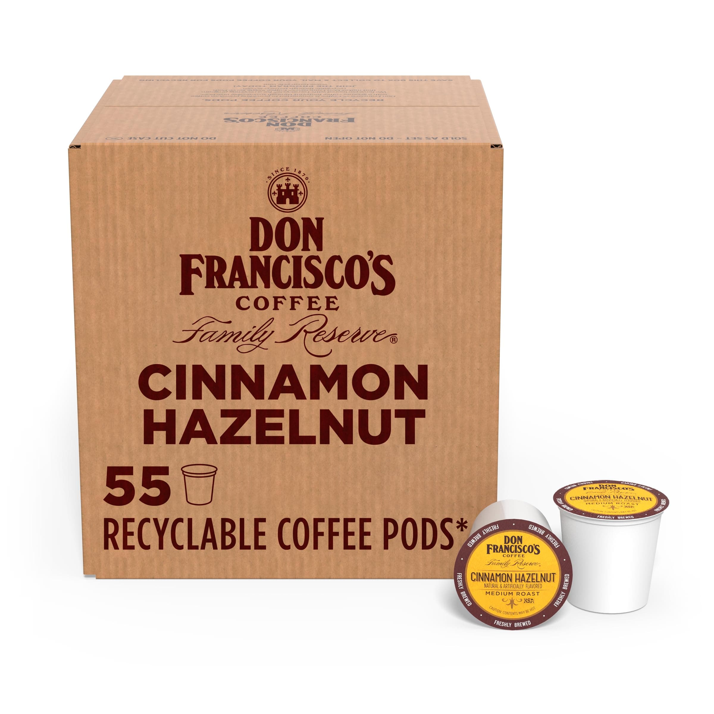 Cinnamon Hazelnut Flavored Coffee Pods, 55 Count, Medium Roast, Compatible with Keurig Brewers