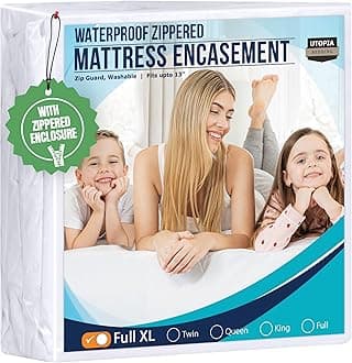 Utopia Bedding Mattress Protector Zippered Full XL Size, 100% Waterproof Bed Bug and Dust Mite Proof Mattress Encasement, Absorbent 6 Sided Mattress Cover