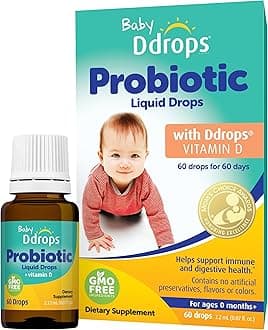 Baby Probiotic with Vitamin D, 60 Drops - Colic Symptom Relief for Newborns and Infants - Easy-to-Use, Just One Drop Daily, No Sugar, Non-GMO, Allergy-friendy