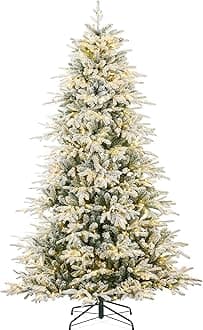 Best Choice Products Full Flocked Aspen Christmas Tree, 9ft Pre-lit Realistic Noble Fir w/ 1,200 Glowing LED Lights, 2-in-1 White & Multicolor