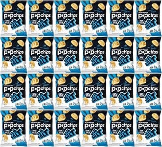 Popchips Potato Chips, Sea Salt Flavor, 0.8oz (Pack of 24)
