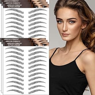 Aresvns Black Eyebrows Tattoo 66 Pairs! Newly Improved 4D Hair-Like Fake Eyebrows Waterproof and Long-Lasting 3-5 Days,Suitable Size, Eyebrow Tattoo Stickers for Women Christmas Gift