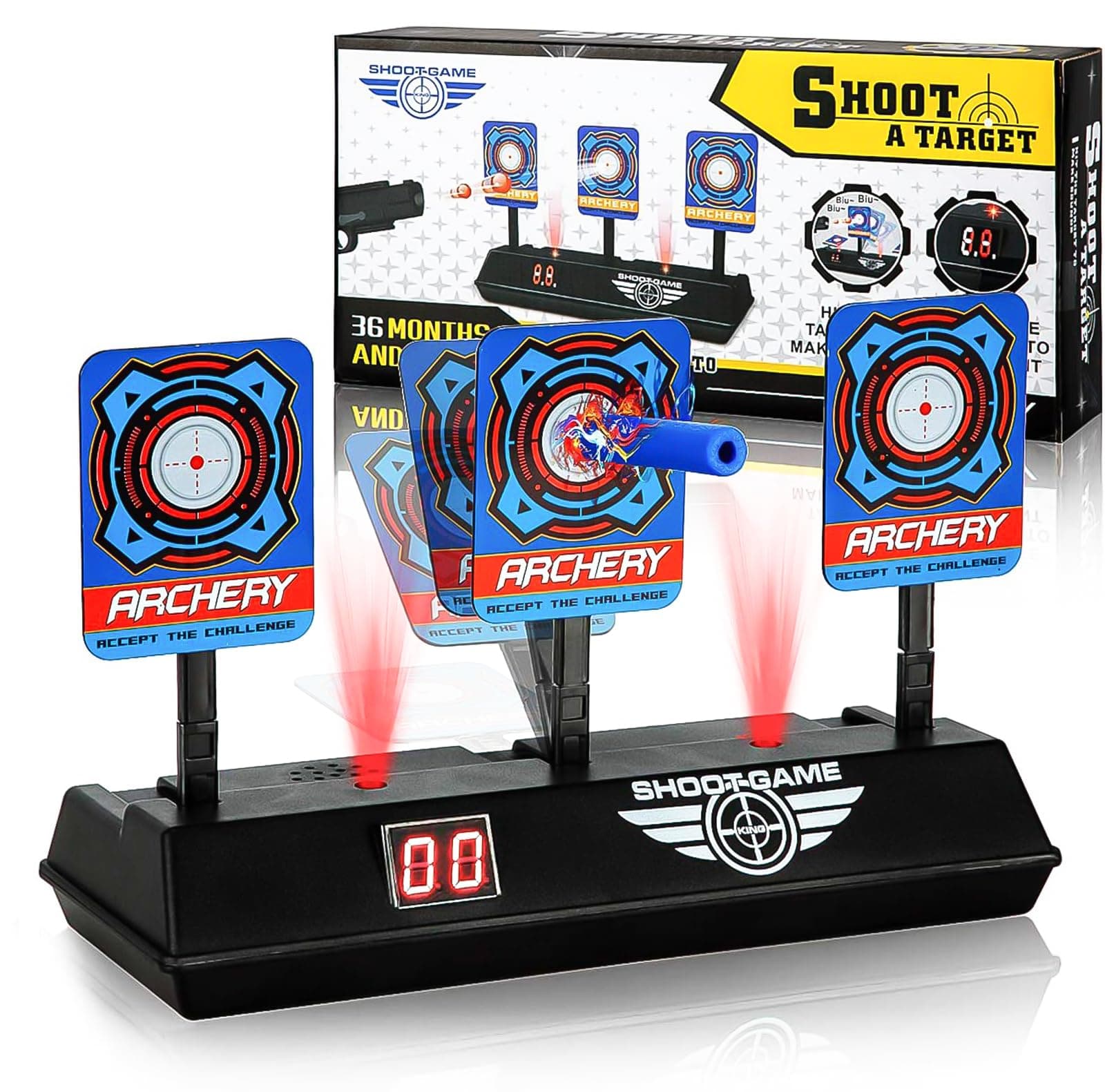 Electronic Shooting Target, Digital Scoring Auto Reset Targets with Light Sound Effect, Electronic Scoring Auto Reset 3 Targets, Shooting Game Toys Gifts