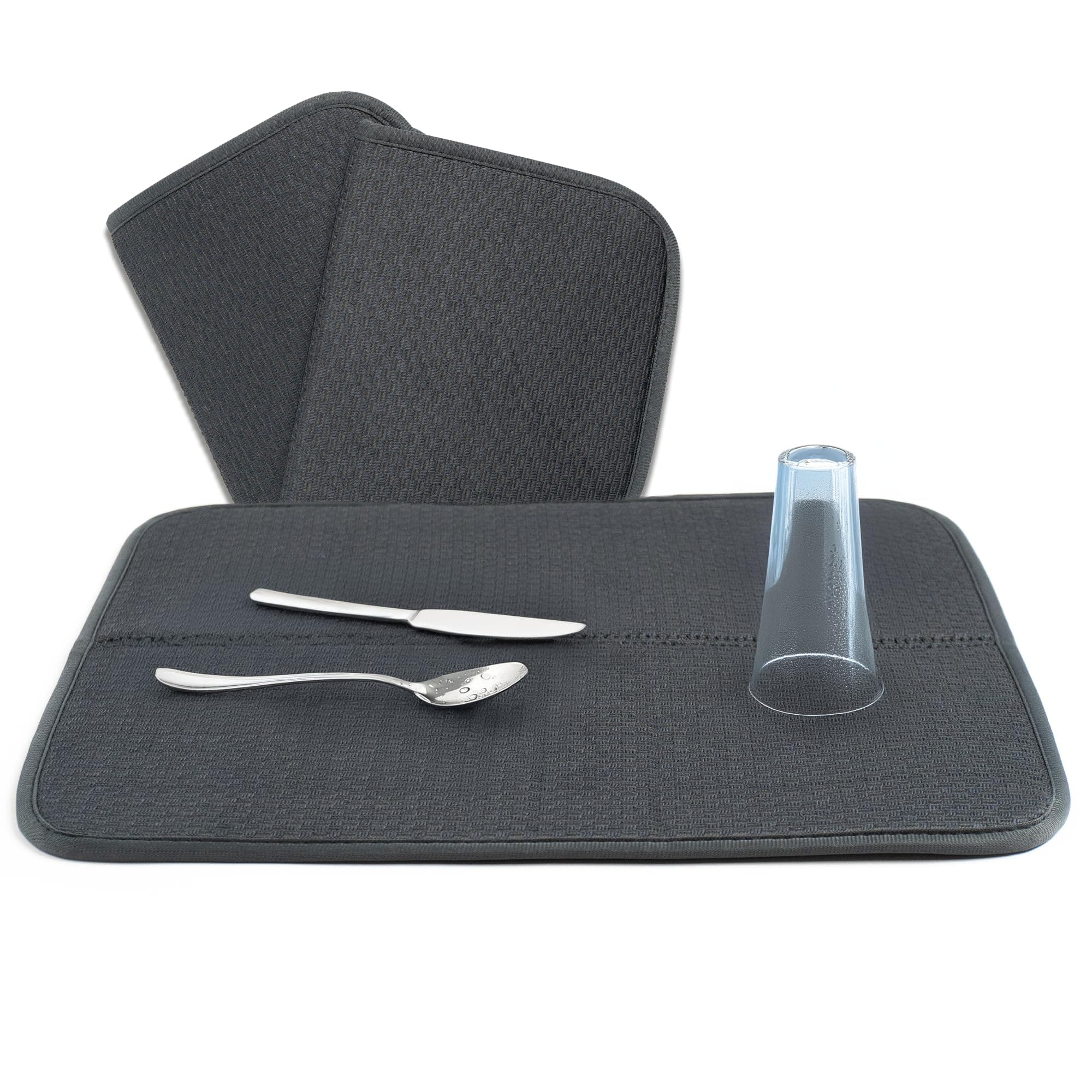 Draining board mat, Fabric, grey, 44 cm x 32 cm