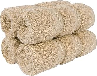 American Soft Linen, 100% Turkish Genuine Cotton Premium & Luxury Towel Set for Bathroom & Kitchen (Washcloth - Set of 4, Taupe)