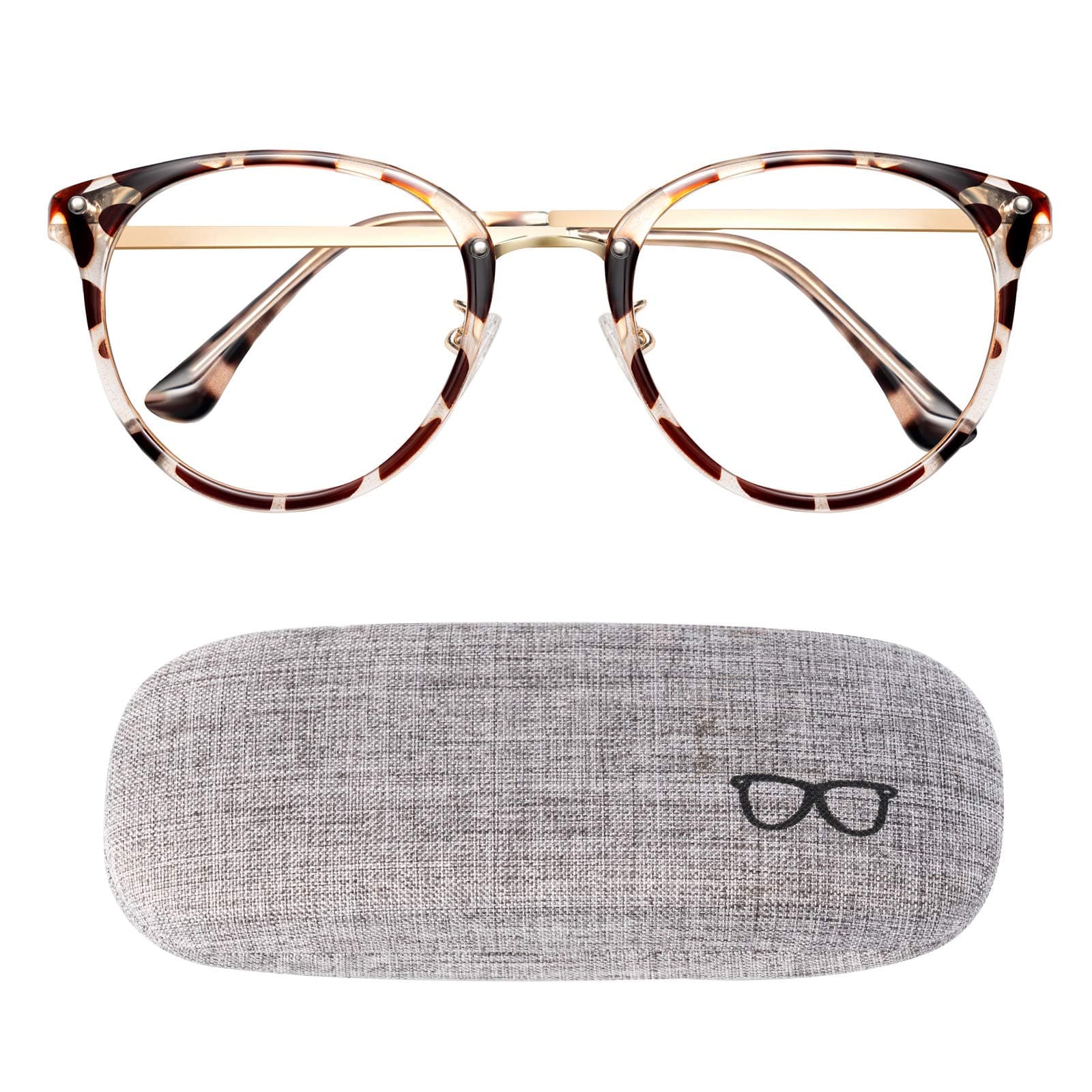 SUNTIRC Blue Light Blocking Glasses Computer Gaming Clear Frame Women Men Anti Blue Light Glasses Women Lightweight Computer Glasses Non-Prescription Lens Anti Glare anti Headache (Leopard, 1PCS)