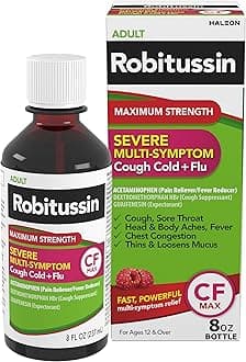 Robitussin Maximum Strength CF Max, Severe Multi-Symptom Daytime and Nighttime Relief from Cough, Cold, and Flu, Adult Formula, 8 fl oz
