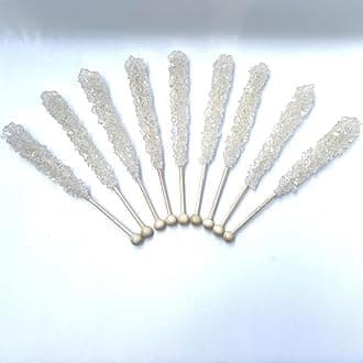 Classic Rock Candy Sticks, Sugar Rock Crystal Lollipops, Individually Wrapped (Pack of 500, Clear White)