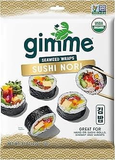 gimMe Snacks | Organic Roasted Seaweed | Sushi Nori | 0.81 Ounce - (Pack of 12) | non GMO, Gluten Free, Keto, Paleo