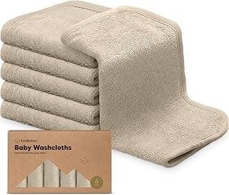 6-Pack Organic Baby Washcloths - Soft Bamboo Washcloth, Baby Wash Cloths, Baby Wash Cloth for Newborn, Kids, Baby Towels, Baby Bath Essentials, Face Towel, Face Cloths for Washing Face (Earth Brown)