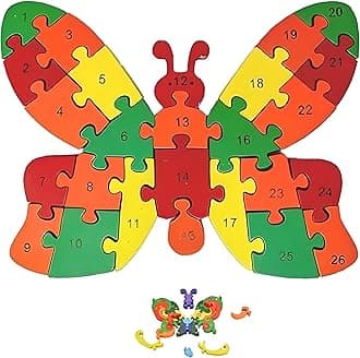 Educational Wooden Animal Puzzle for Kids | Jigsaw Puzzle for Toddlers | Montessori Learning Toy for Boys & Girls Ages 2-5 Years (Butterfly)